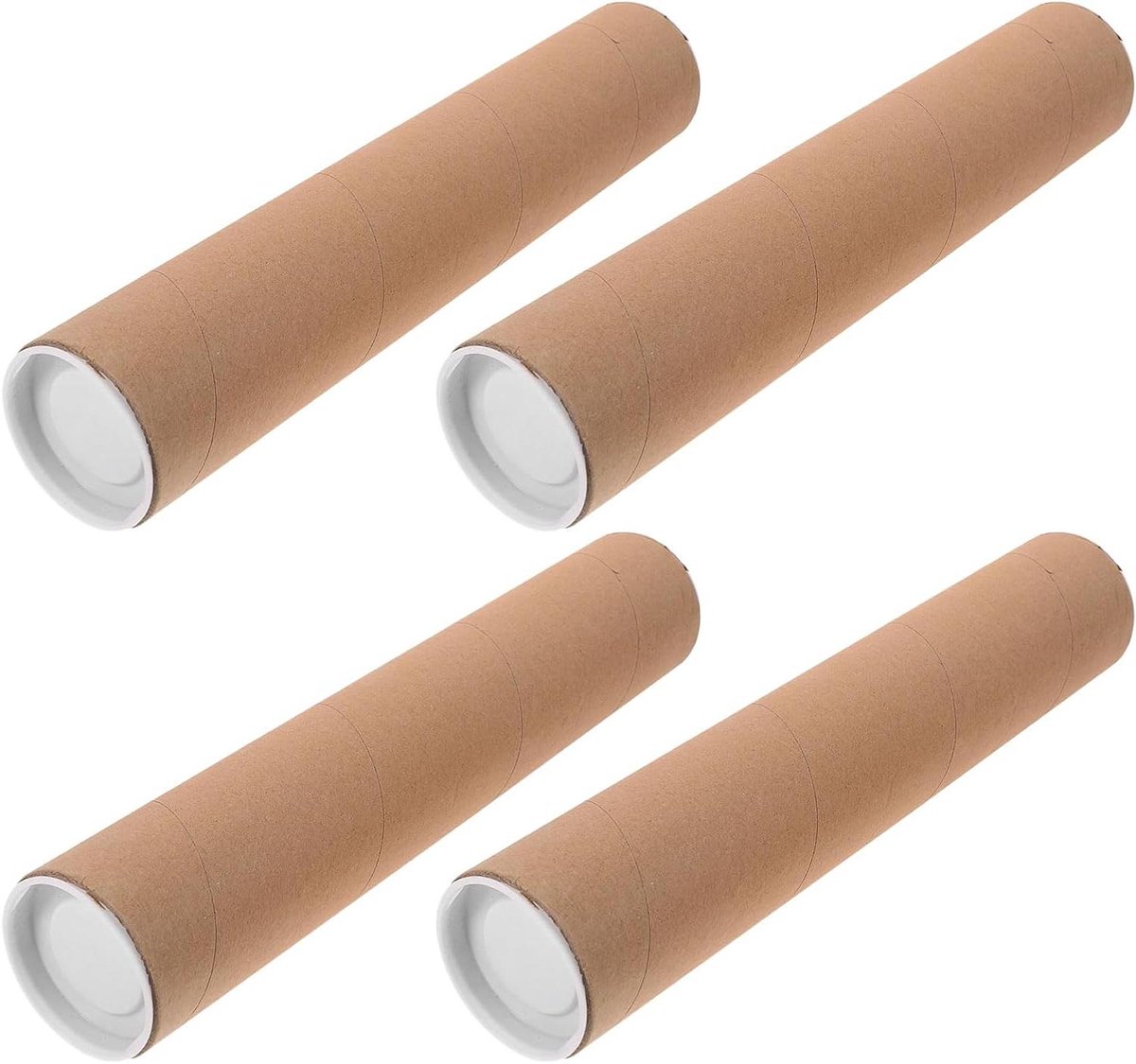 Verzendkokers Kraftpapier - Postbuizen Posterbuizen - Documenten Beschermen - Schok- en Drukbestendig - 4 stuks 335 cm - Bruin