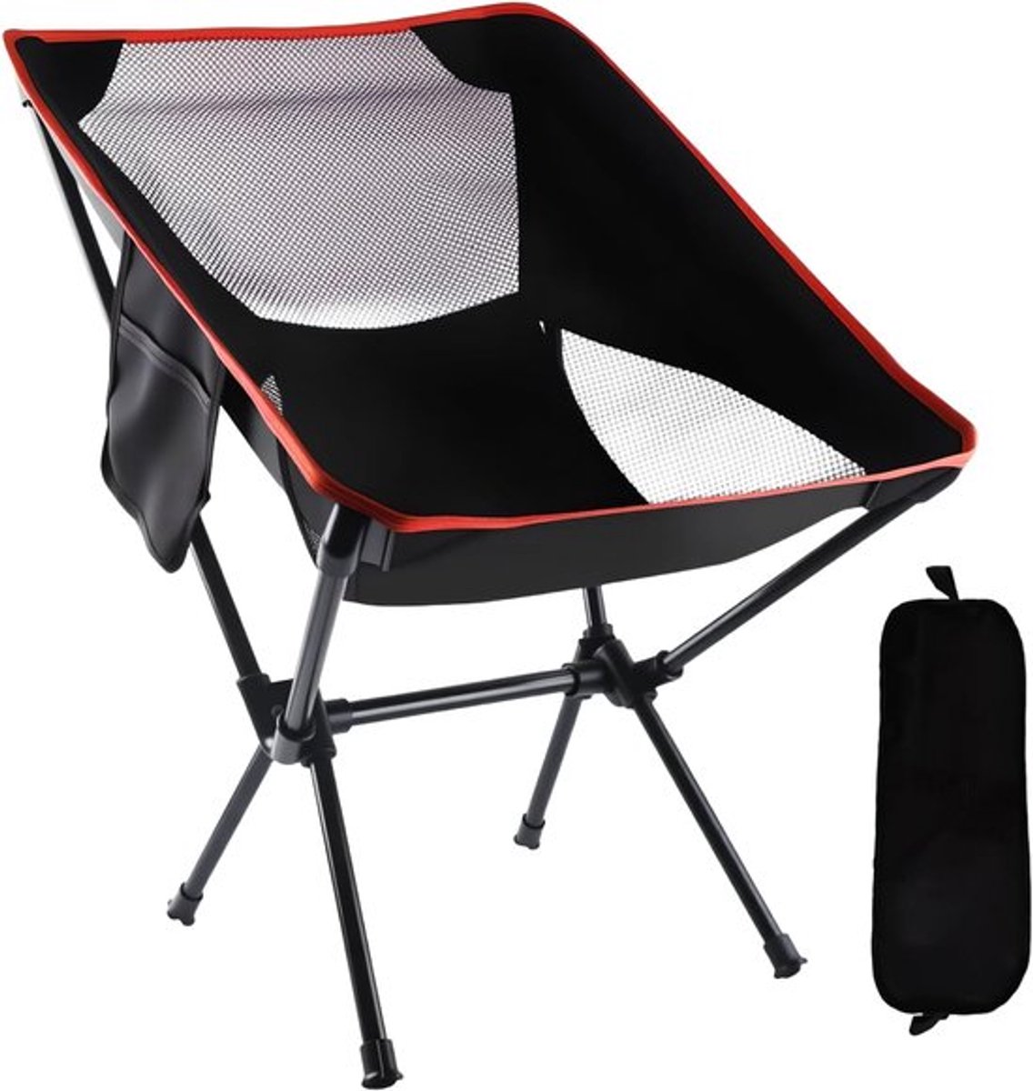 SnelShoppen - Camping Vouwstoel met Draagtas, Ultra Licht en Draagbaar voor Buiten, Vissen, Hiken, Picknick, Zwart
