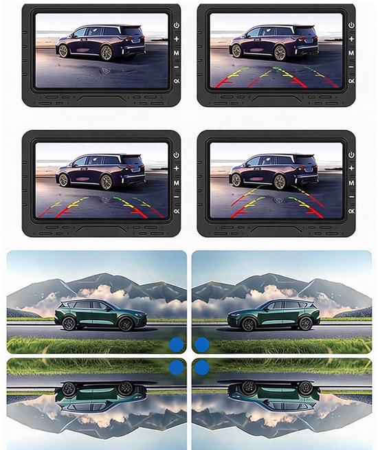 Achteruitrijcamera Set - Achteruitrij Camera - 4,3 inch Scherm - IPS - Draadloos - IP68 Waterdicht - Nachtzicht - Verstelbare Hulplijnen - Voor Auto, Bus, Camper, Caravan en Vrachtwagen — afbeelding 5
