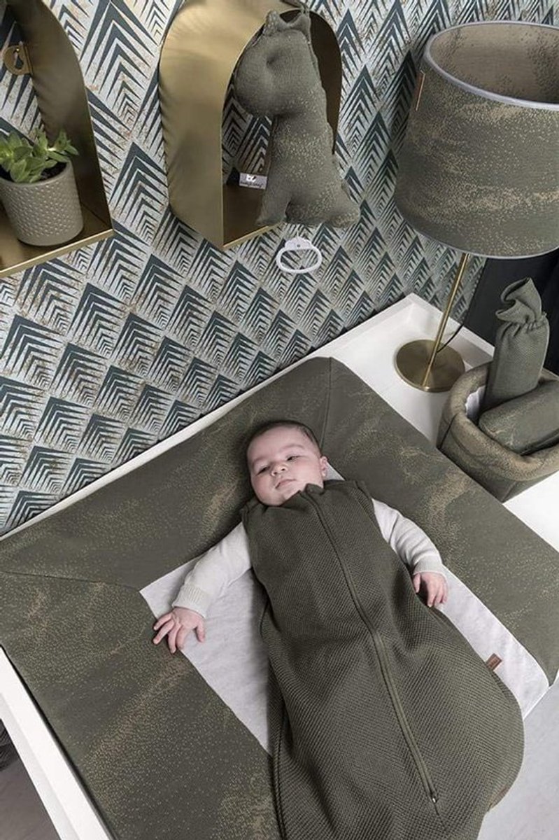 SnelShoppen - Geweven verschoningsmand - Opbergmand - Organizer voor commode - Babykamer accessoires - Marmer - Grijs/Zilvergrijs