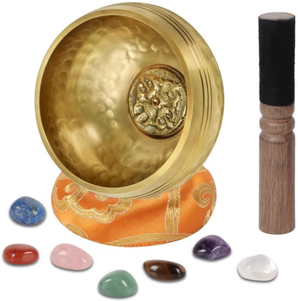 Klankschaal Handgemaakt 8 cm - 7 Chakra Kristallen - Meditatie - Mindfulness - Ontspanning - Traditioneel Vakmanschap - Zingschaal