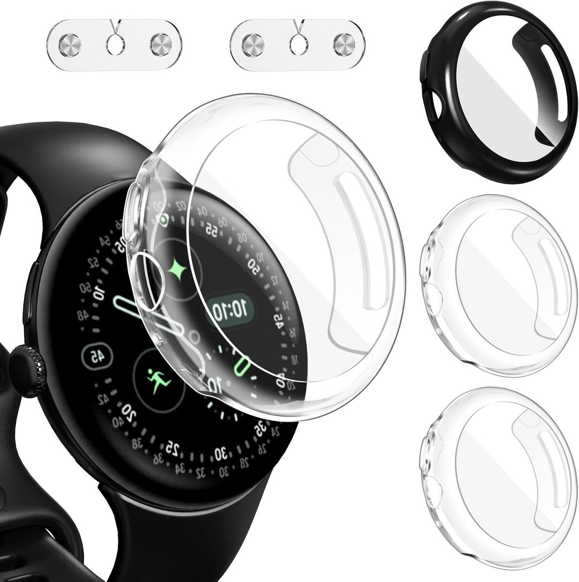 Smartwatch Beschermhoes - Screenprotector Hoesje - Horloge Beschermen - Volledige Dekking - 45mm - Transparant Zwart