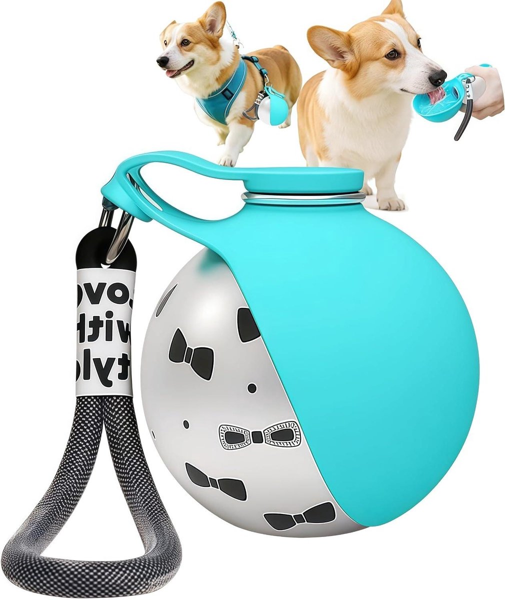 Reiswaterfles Hond - Drinkfles Honden - Onderweg Drinken - Lekvrij Terugstroomsysteem - 285 ml - Blauw