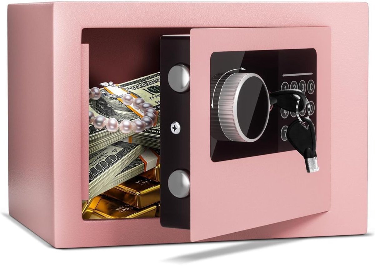 SP® Kluis Brandwerend - Kluis Brandwerend met Sleutel - Brandkast - Roze - 17cm x 23cm x 17cm