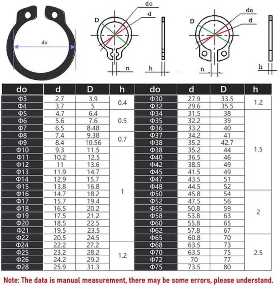 Circlip 55mm - Externe Borgringen - Borgringen Assortiment - Bevestigingsmiddel - 6 Stuks - Mangaan Staal - Borgring