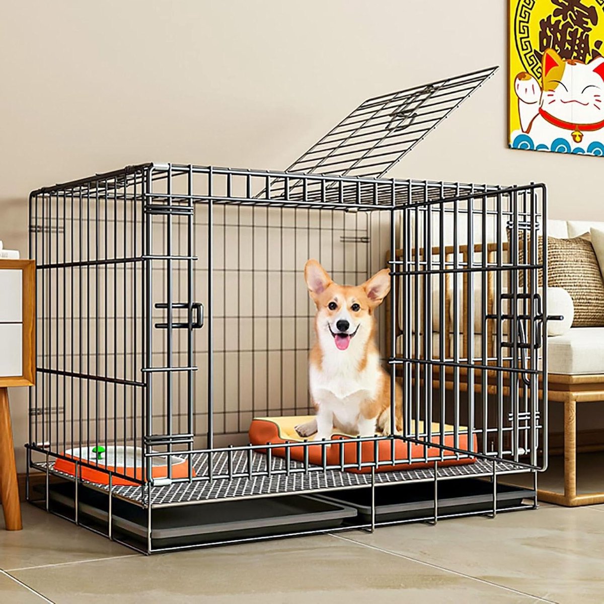 Hondenbench - Honden kennel - Veilig Huisdier - Geen Installatie - 70x50x60cm - Zwart