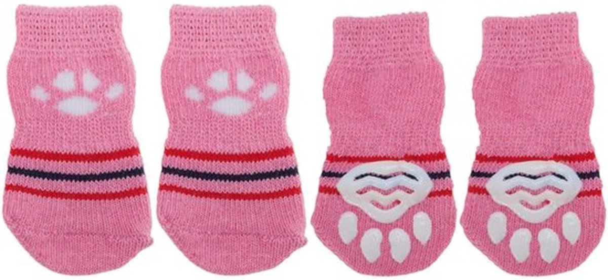 Hondensokken Antislip - Pootbescherming - Set van 4 - Maat S - Voor Honden/Katten - Warm Polyester met Siliconen Zolen - Huisdier Sokken