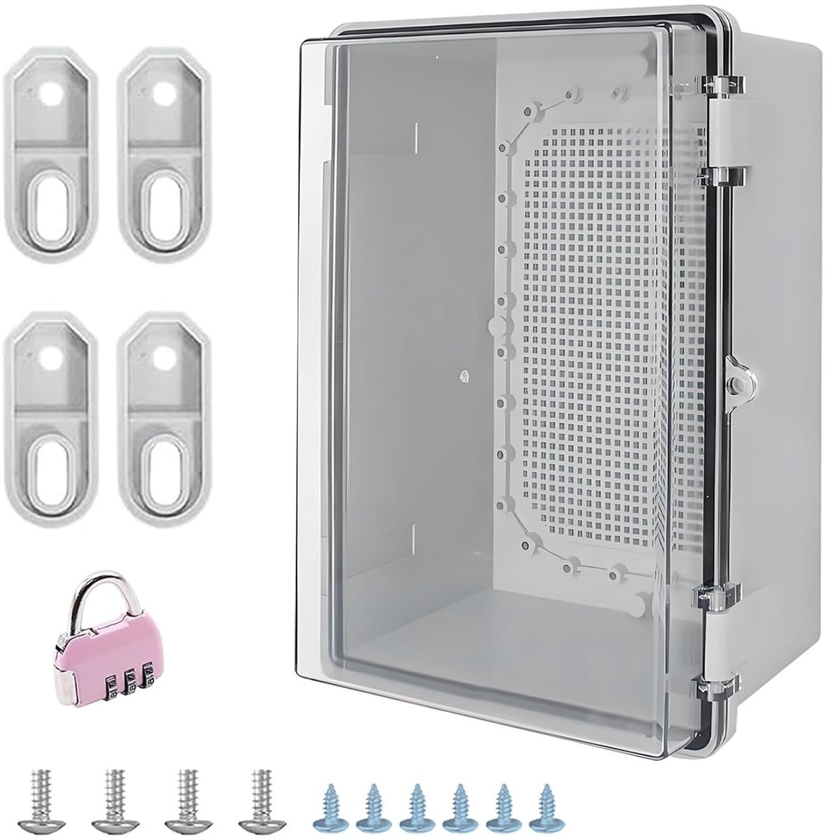 Roestvrijstalen schakelkast - Grijs - 290 x 190 x 140 mm - Waterdichte ABS Kabeldoos met Slot - Voor Buitenmontage