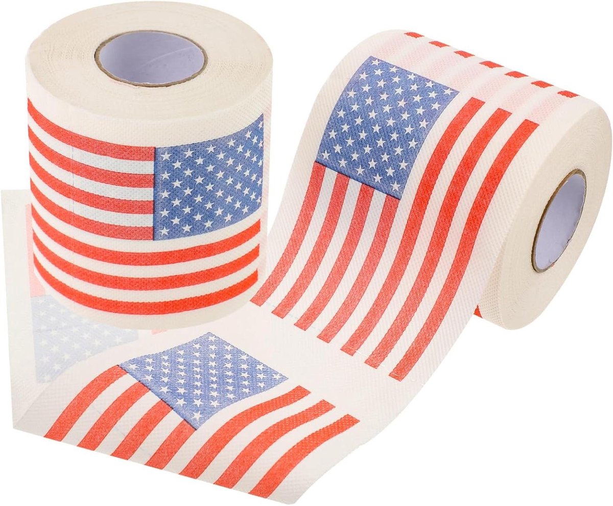Amerikanse Vlag Toiletpapier - Servettenrol Badkamer - Decoratie Huis - Bedrukt Patroon - 10x10x10cm - Multicolor