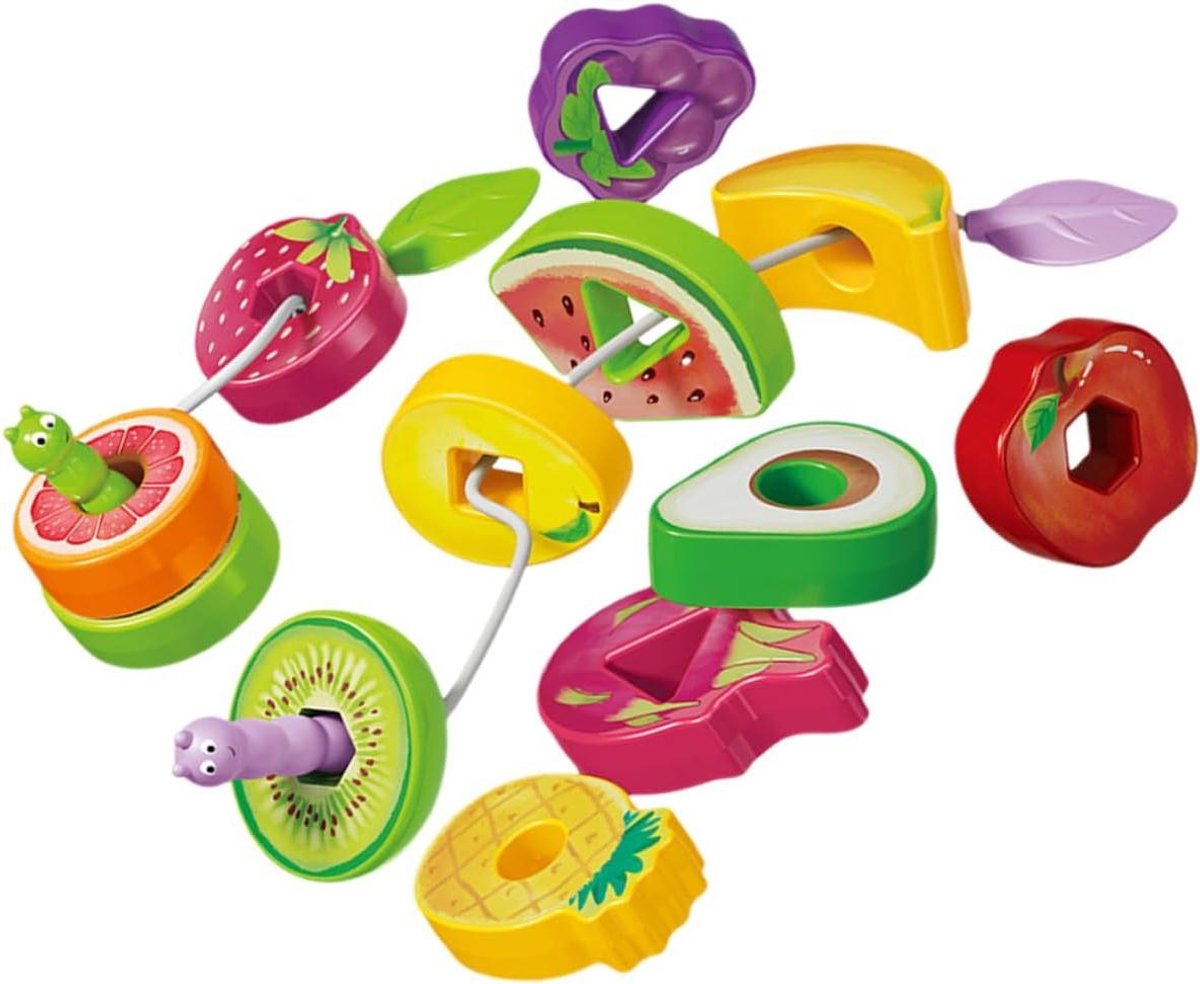 Educatief Rijgspel - Veterspeelgoed Fruit - Fijne Motoriek Oefenen - Lichtgewicht Materiaal - 21x14x5CM - Diverse kleuren