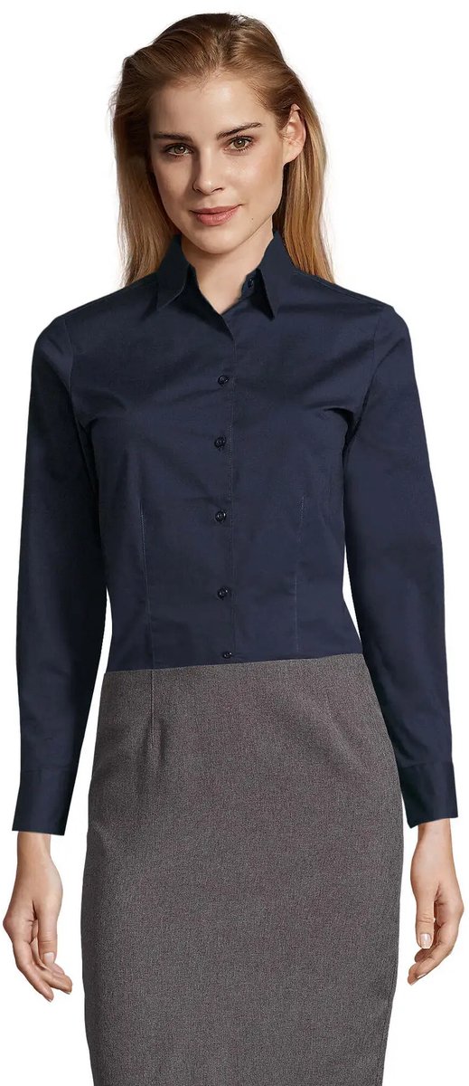 SOL'S Women´s Long Sleeved Stretch Shirt Eden L634 - Dark Blue - L