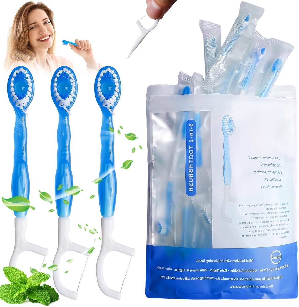 Reis Tandenborstels - Mini Tandenborstel Set - Hygiënisch Reizen - 5-in-1 met Tandflosser - 26 stuks - Niet gespecificeerd
