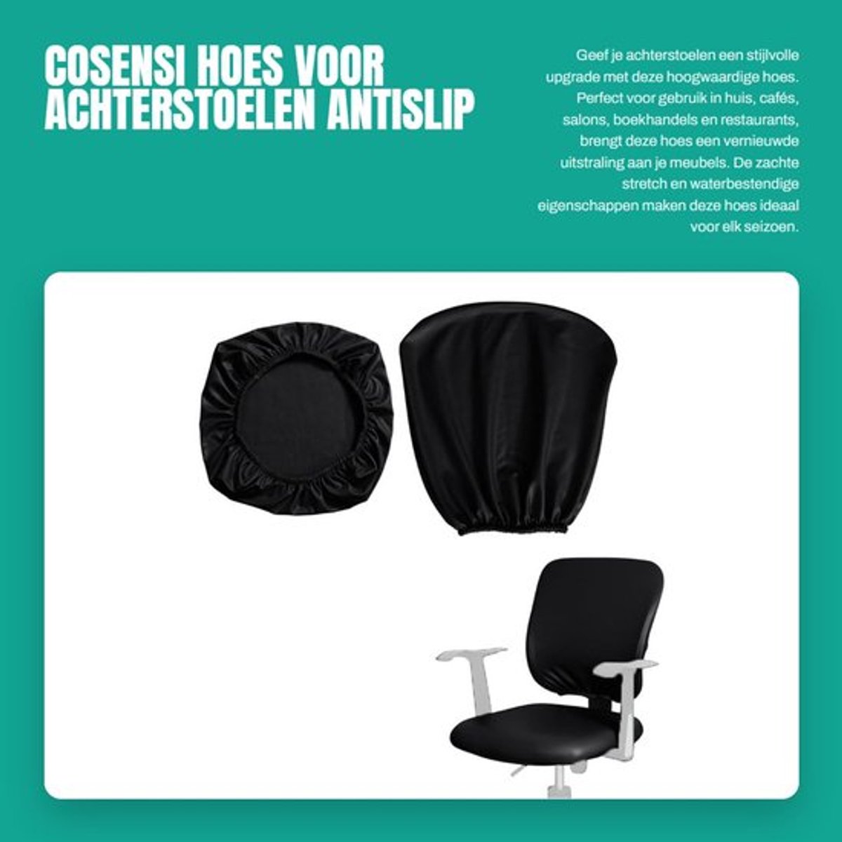 Zitkussen Antislip - Zachte Stretch Hoes - Waterdichte Bescherming - Achterstoel Onder 50 cm - Premium Jacquard Materiaal - Comfortabele Zit - Stoelhoes