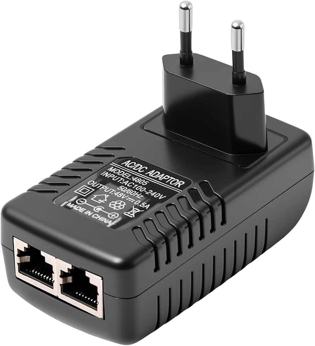 Netwerksplitter - Zwart - 1 Poort - Poe-adapter voor Voeding en Data - Voor Netwerkapparatuur