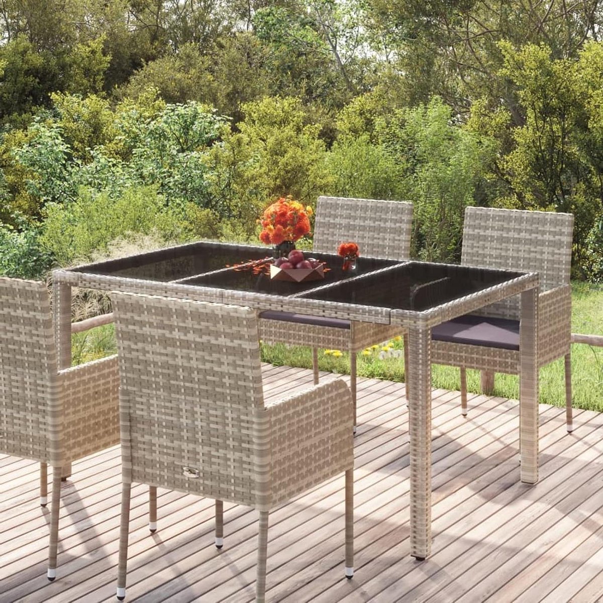 Tuin Tafel - Buiten Tafel - Buiten Eten - Gehard Glas - 150 x 90 x 75 cm - Grijs