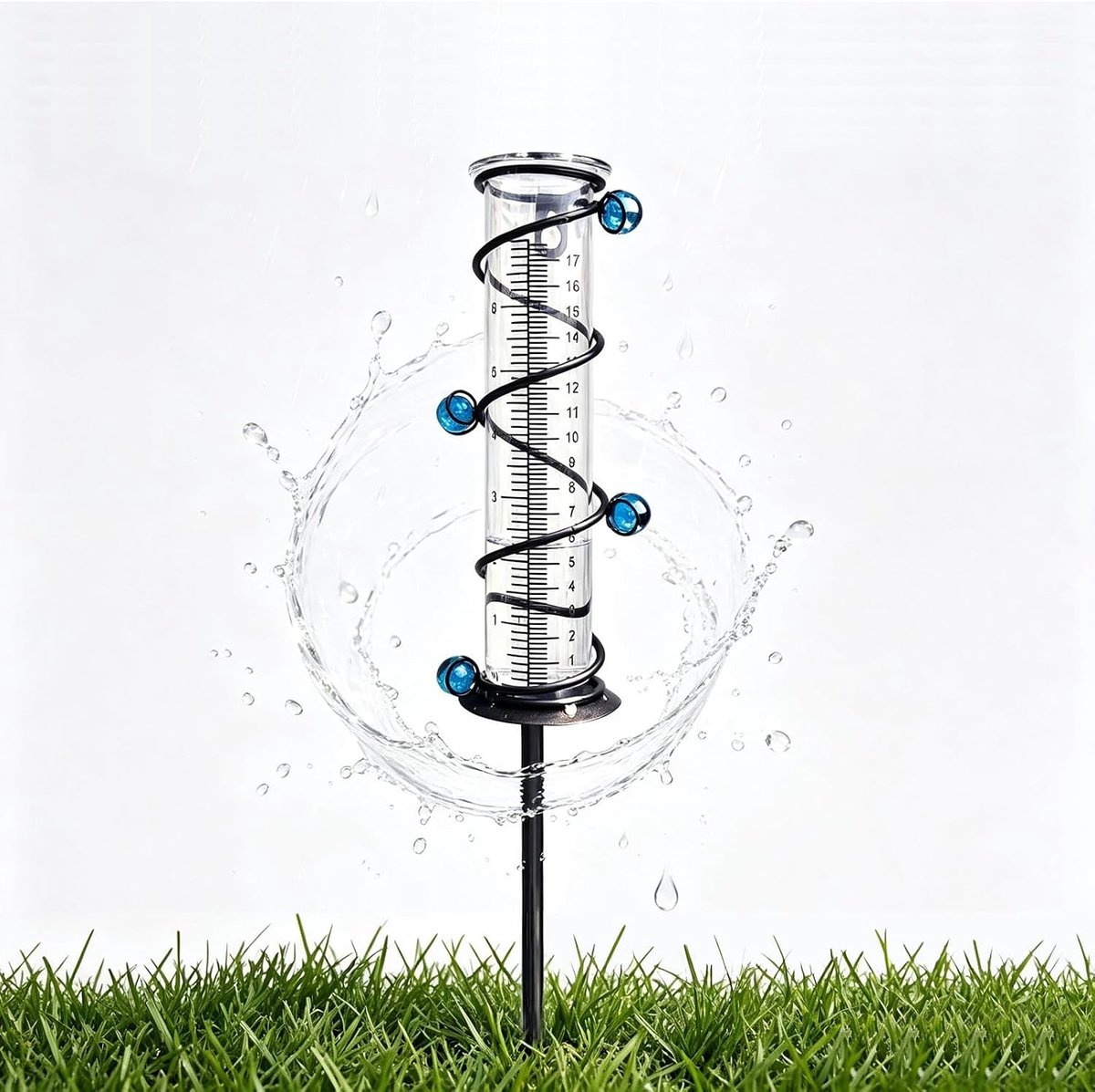 Regenmeter voor buiten - Zwart - 9 x 6,8 x 46 cm - Vorstbestendige Tuindecoratie met Goede Afleesbaarheid - Voor Tuin en Landschap