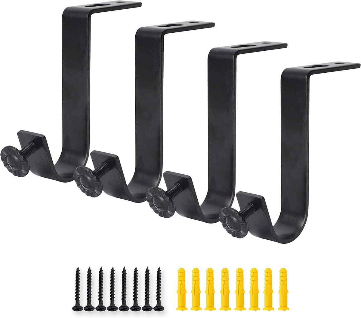 Pack Heavy Duty Vintage Gordijnroedehouder - Zwart - 7,5 cm - Hoogwaardig IJzer - Voor 1 inch Staven
