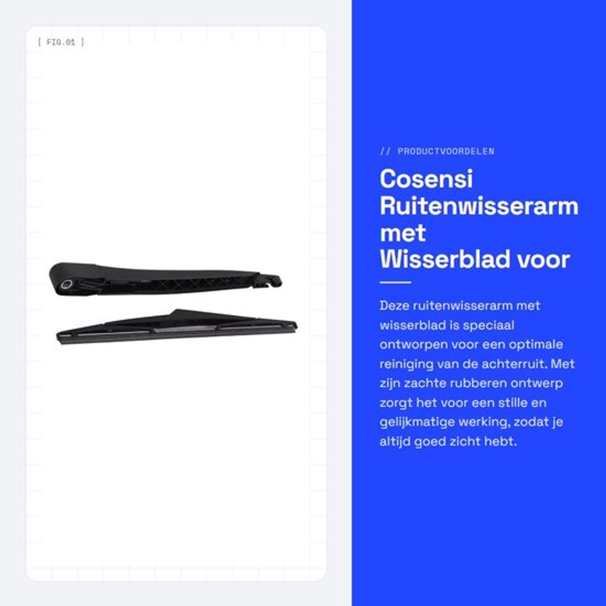 Ruitenwisserarm Achter - Wisserblad - Zacht Rubber - Corrosiebestendig - Eenvoudig te Installeren - Perfecte Pasvorm - Ruitenwisser