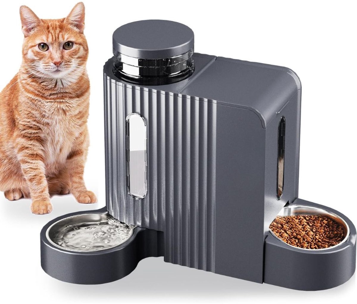 JCP® Automatische Voerbak - Automatische Voerbak Kat - Voerdispenser - Grijs - 38cm x 20cm x 36cm