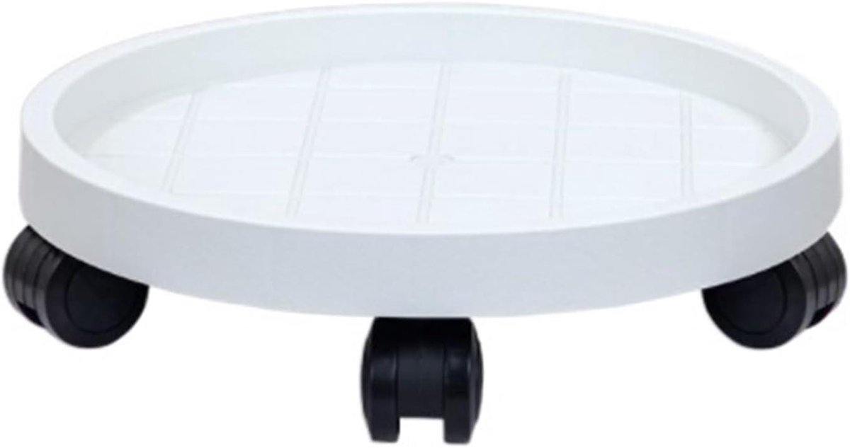Plantenroller Met Wielen - Plantenkar Rollend - Verplaatsen Zware Potten - 360° Draaibare Wielen - 22 cm - Wit