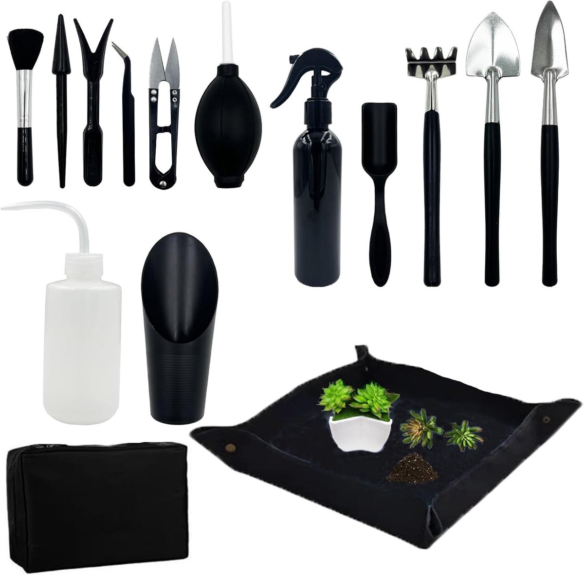 Mini Tuin Gereedschapset - Blauw - Miniatuur Tuinieren Kit voor Vetplanten en Bonsaiplanten