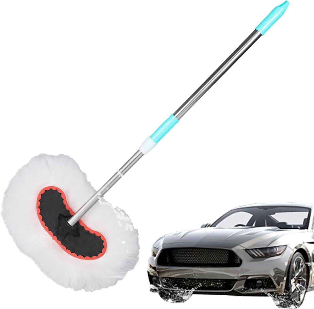 Autowasborstel met steel - Voertuigreiniger Dweil - Auto Onderhoud - Niet-schurend ontwerp - 95 cm - Niet gespecificeerd