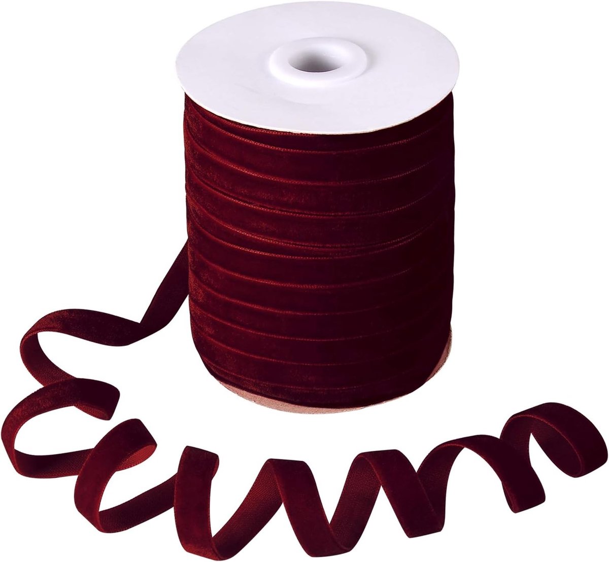 Vintage Velours Lint 50 Yards voor Bruiloft Decoratie, Choker Ketting en Cadeauverpakking - 3/8" Wijnrood