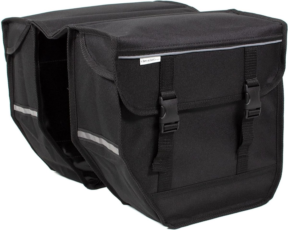 Fietstas - Zwart - 28 L (2x14 L) - Waterafstotend Polyester - Dubbele Tas voor Bagagedrager