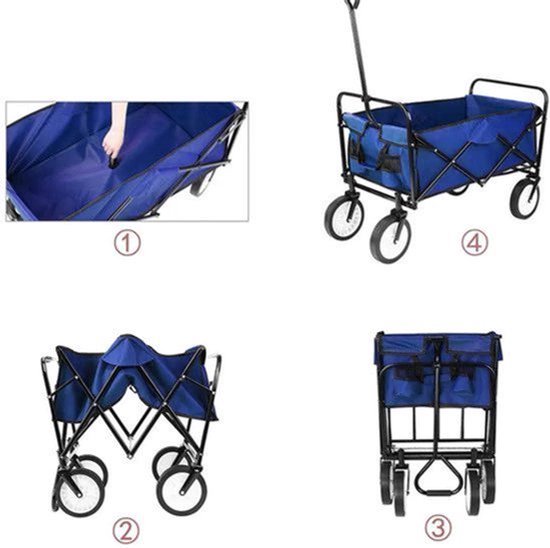 Bolderkar - Wagen - Bolderwagen - Opvouwbaar - Strandkar - Sterke Camping- en Strandwagen met Wielen en Handvat - 75 kg laadvermogen - Zwart van Bolderkar — afbeelding 5