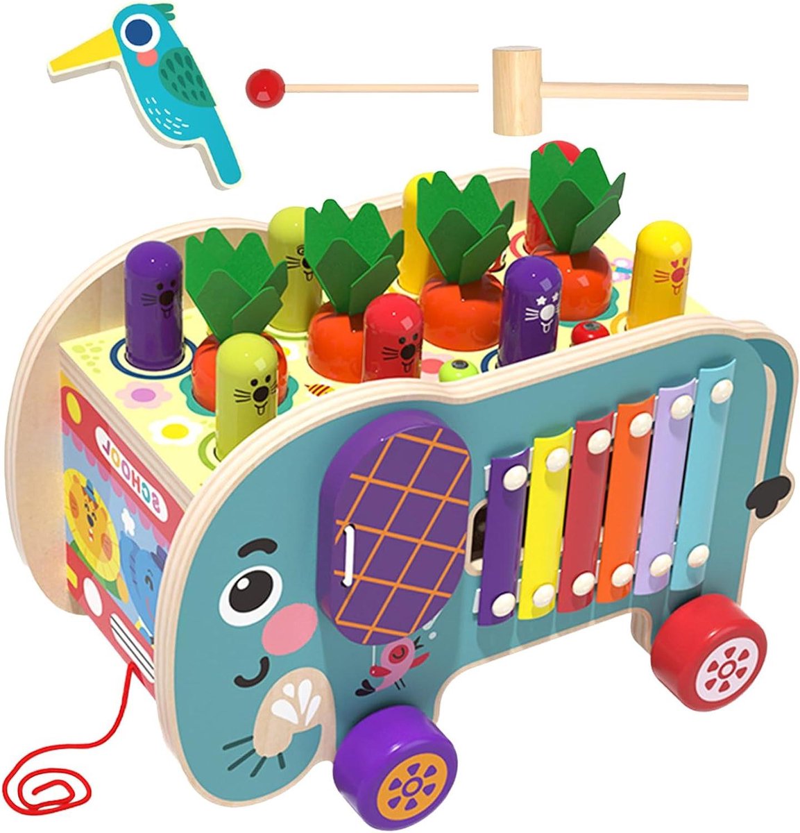 Houten Activiteitenkubus - Leerspeelgoed Baby - Cognitieve Ontwikkeling - 8-in-1 Educatief Ontwerp - 24 x 12 x 16 cm - Kleurrijk