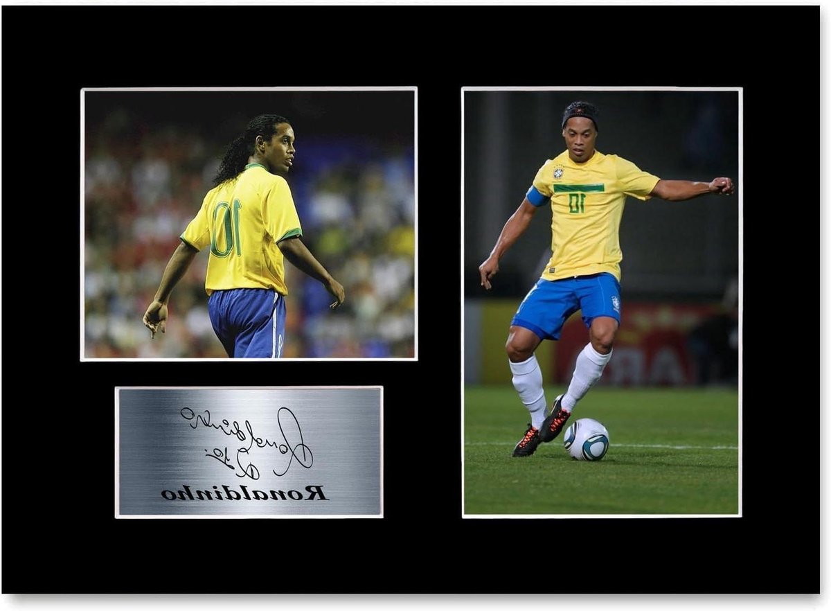 Voetbal Foto Display - Gesigneerde Poster - Fan Decoratie - Professioneel Gemonteerd - A4 Formaat - Zwart