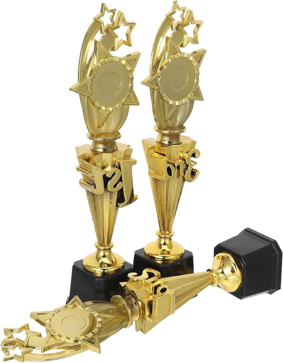 Vijfpuntige Trofeeën - Sportbekers Competitieprijzen - Wedstrijden Belonen - Genummerd Voor Duidelijkheid - 37 cm - Goud