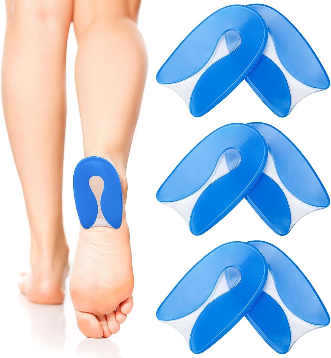 Hielspoorzooltjes - Blauw - Maat 40-45 - Gel Siliconen Hielkussentjes voor Dames en Heren