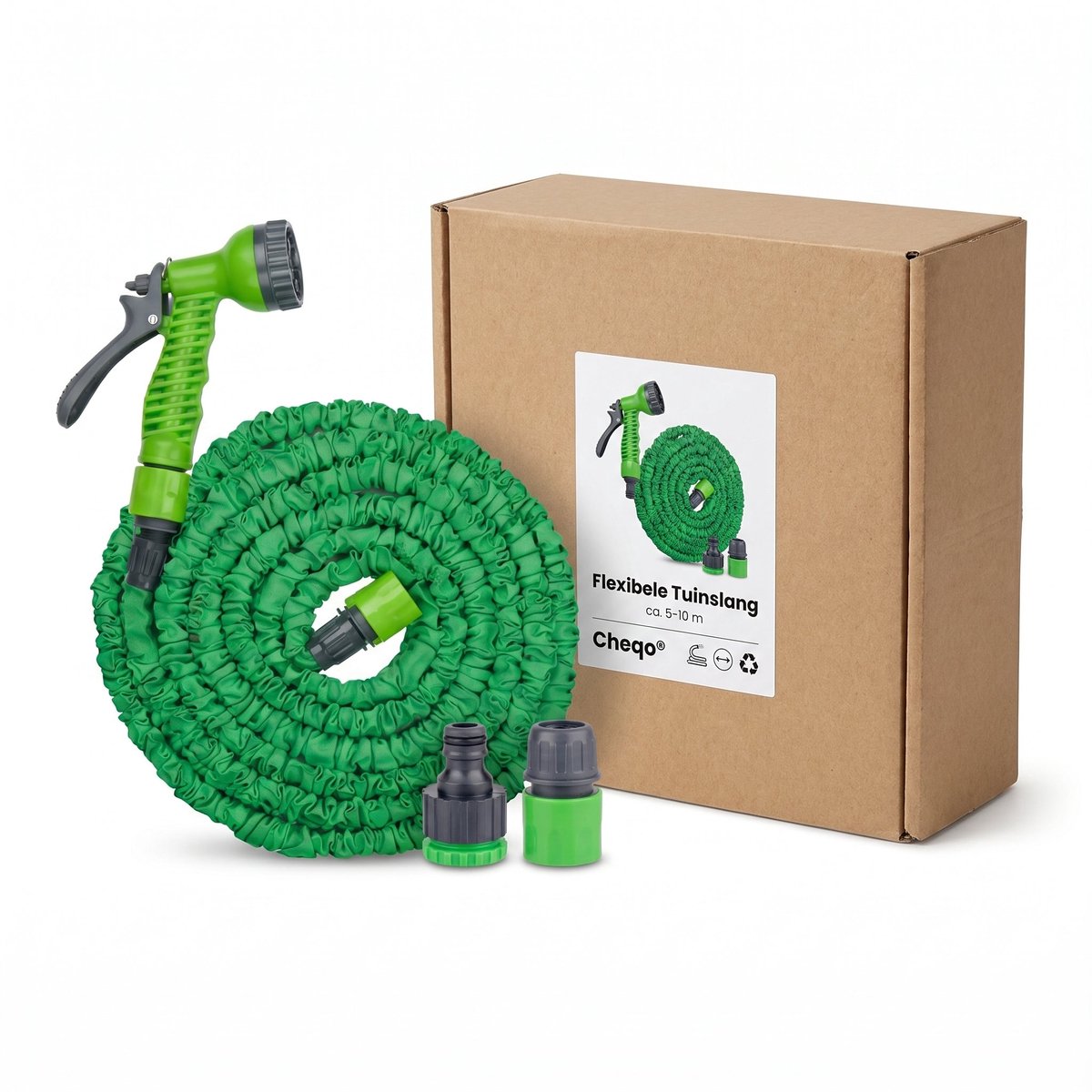 Cheqo® Tuinslang - Flexibele Tuinslang - Uitrekbare Tuinslang met Sproeikop 7 Standen - Magic Hose - Elastische Tuinslang - Tuinsproeier - Waterslang - met Koppelstuk - Groeislang voor Tuin Besproeien en Planten Water Geven of Auto Wassen – foto 7