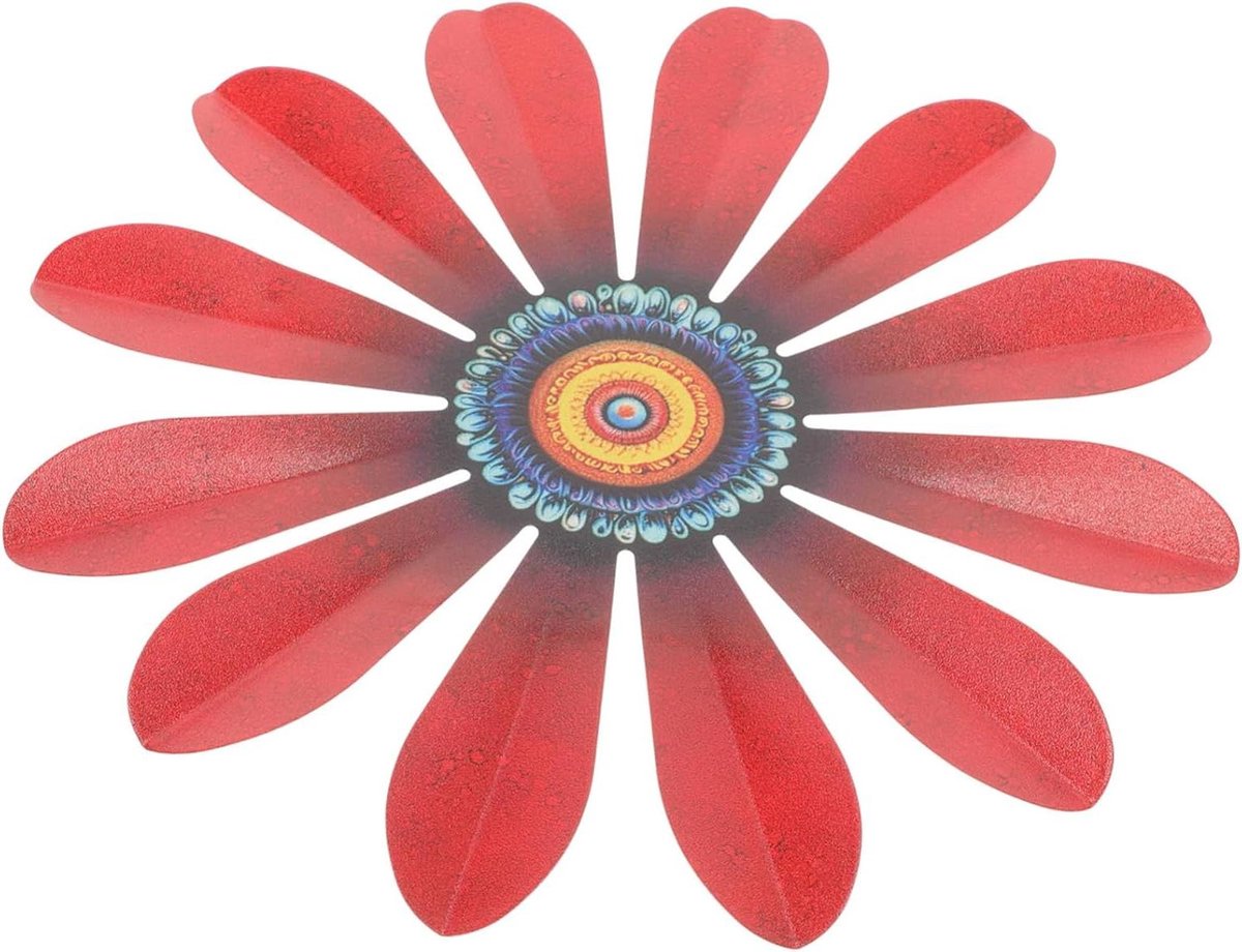Bloemenmuurdecoratie - Ijzeren Bloemenhanger - Huisdecoratie - 3D Effect - 19.2 x 19.2 cm - Rood