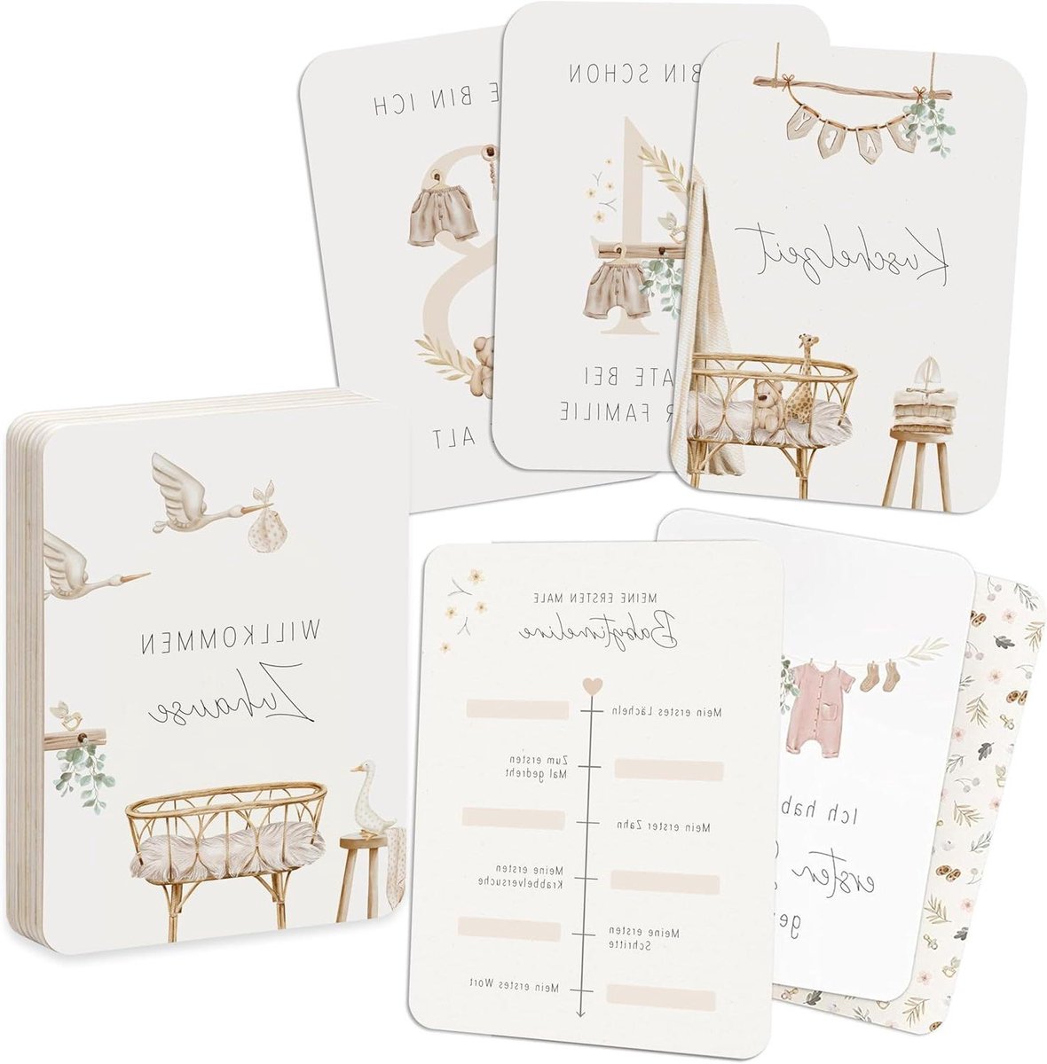 Mijlpaalkaarten Baby - Babykaarten Herinnering - Babyfoto's Maken - Uniek Boho Design - 40 kaarten - Boho Droom