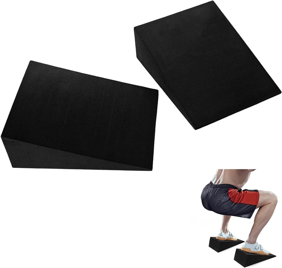 Squat Wedge - Kuit stretcher - Oefenen onderlichaam - Antislip oppervlak - 30 x 16.5 x 5 cm - Zwart