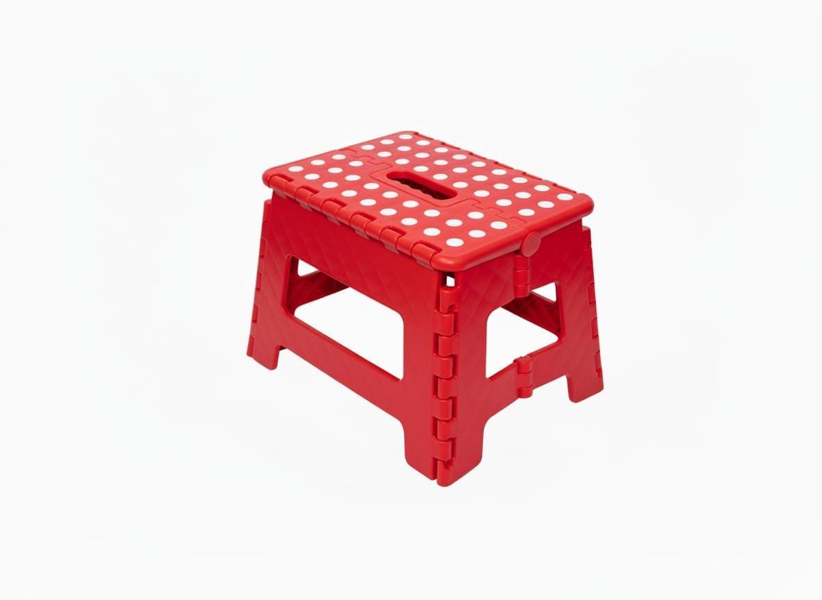 Opvouwbare Kruk - Opstapje Kinderen - Veiligere Hoogte - Antislip Coating - 22 cm Hoog - Rood