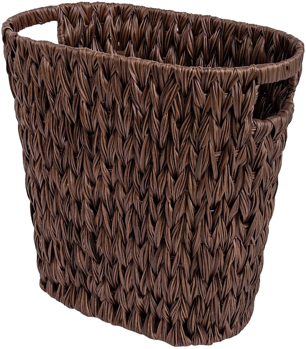 Decoratieve Papier Prullenbak voor Badkamer en Slaapkamer, Waterdichte Wicker Afvalbak met Handvatten, 19 Liter - Duurzame en Stijlvolle Afvalemmer voor Thuisgebruik