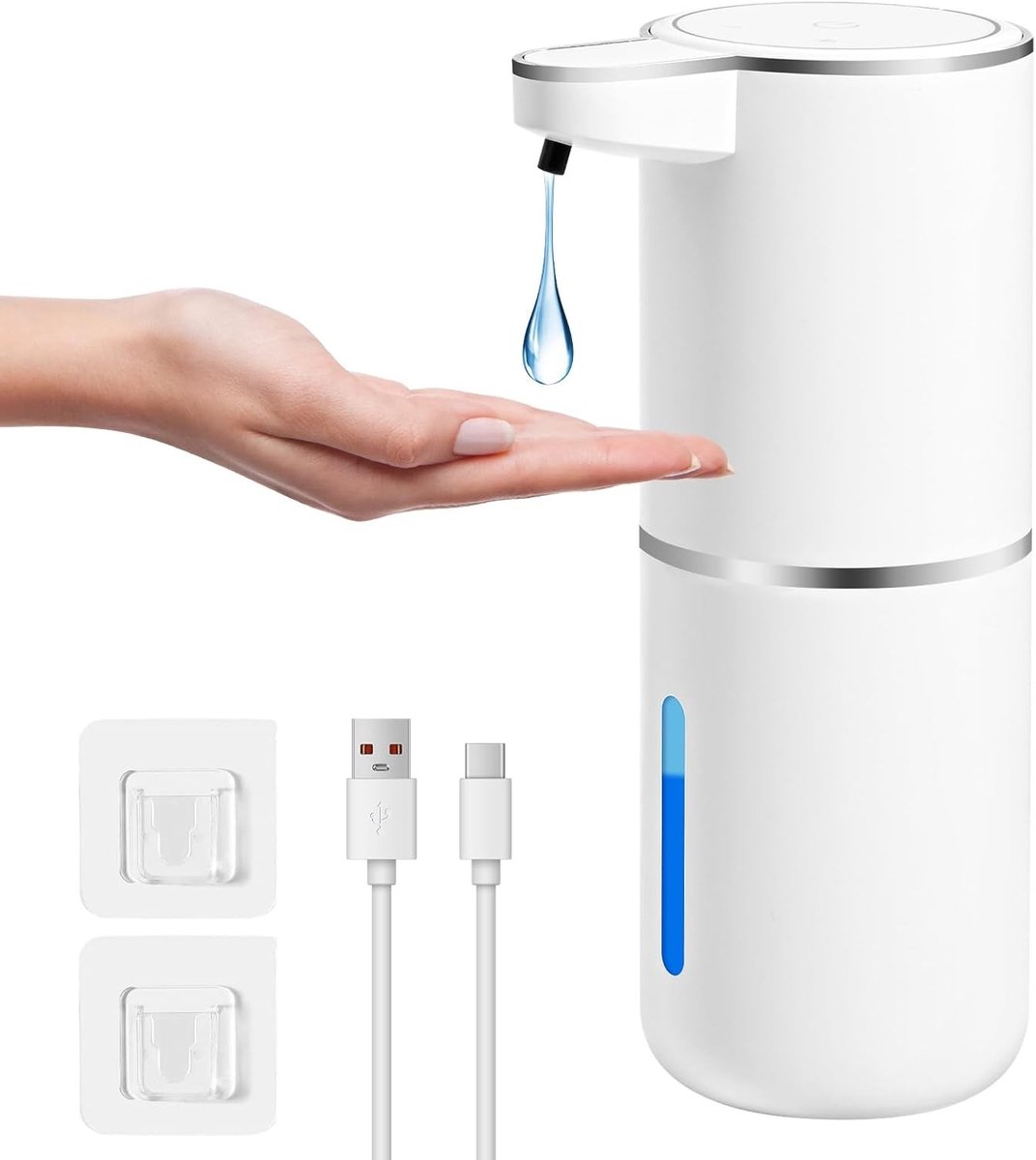 Automatische zeepdispenser 380ml met infraroodsensor, oplaadbaar en waterdicht IPX5 voor keuken en badkamer