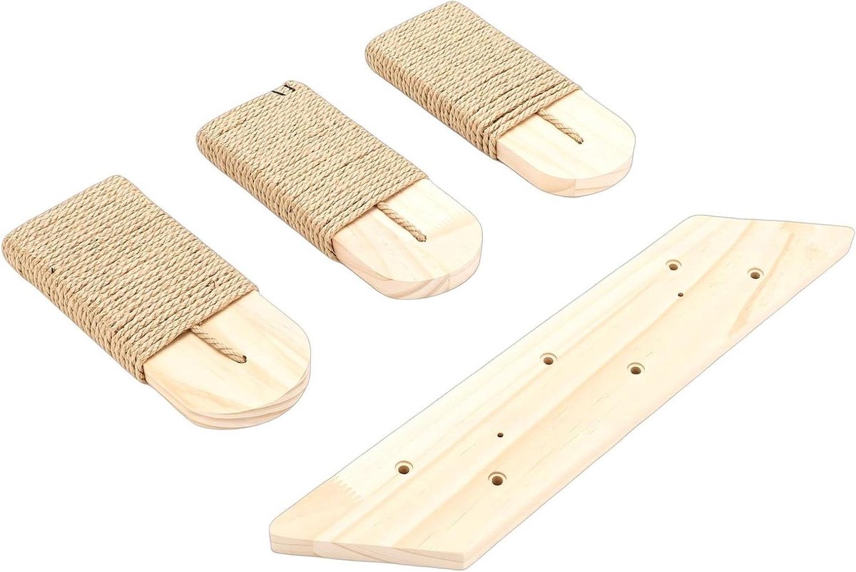 Katten Klimplank - Kattenmuurplank Krabplank - Spelen en Krabben - Massief Houten Constructie - Drie Niveaus - Niet gespecificeerd