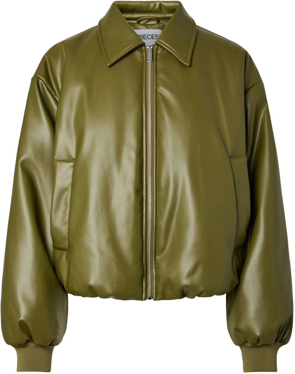 Pieces Jas Pclara Padded Coated Bomber Jacket 17170320 Sphagnum Dames Maat - XS
