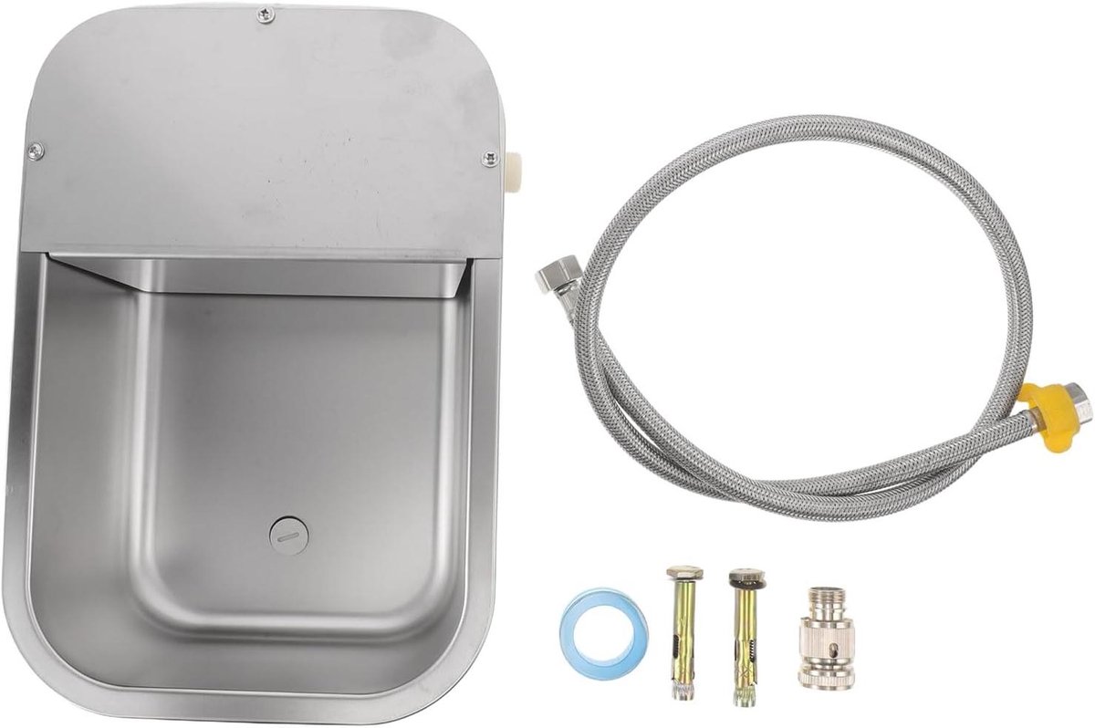 Automatische Drinkbak - Zelfvullende Waterbak - Huisdieren Gehydrateerd Houden - Roestvrij Staal - 31.5 x 21.5 x 10 cm - Zilver