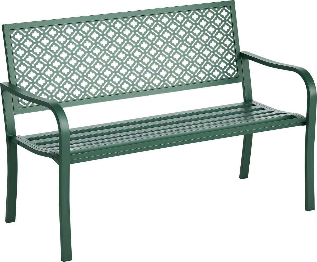Metalen tuinbank - 2 zitplaatsen - weerbestendig - 127 cm x 63 cm x 83 cm - groen