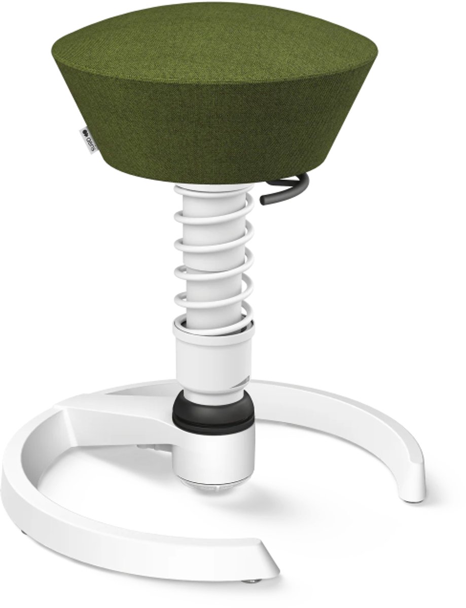 Aeris Swopper - ergonomische bureaukruk - wit onderstel - groen bekleding - gliders - wol - standaard