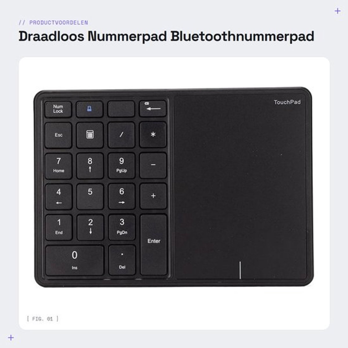 Draadloos Nummerpad - Bluetoothnummerpad - Draagbaar en compact - Zwart - Financieel toetsenbord - Geschikt voor laptop - Numeriek toetse...