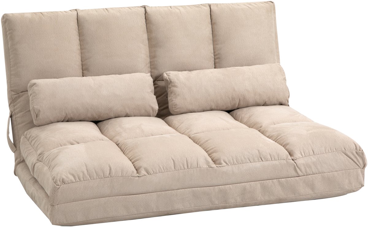 HOMCOM - Vloersofa - In 5 standen verstelbaar - met Kussen - Beige