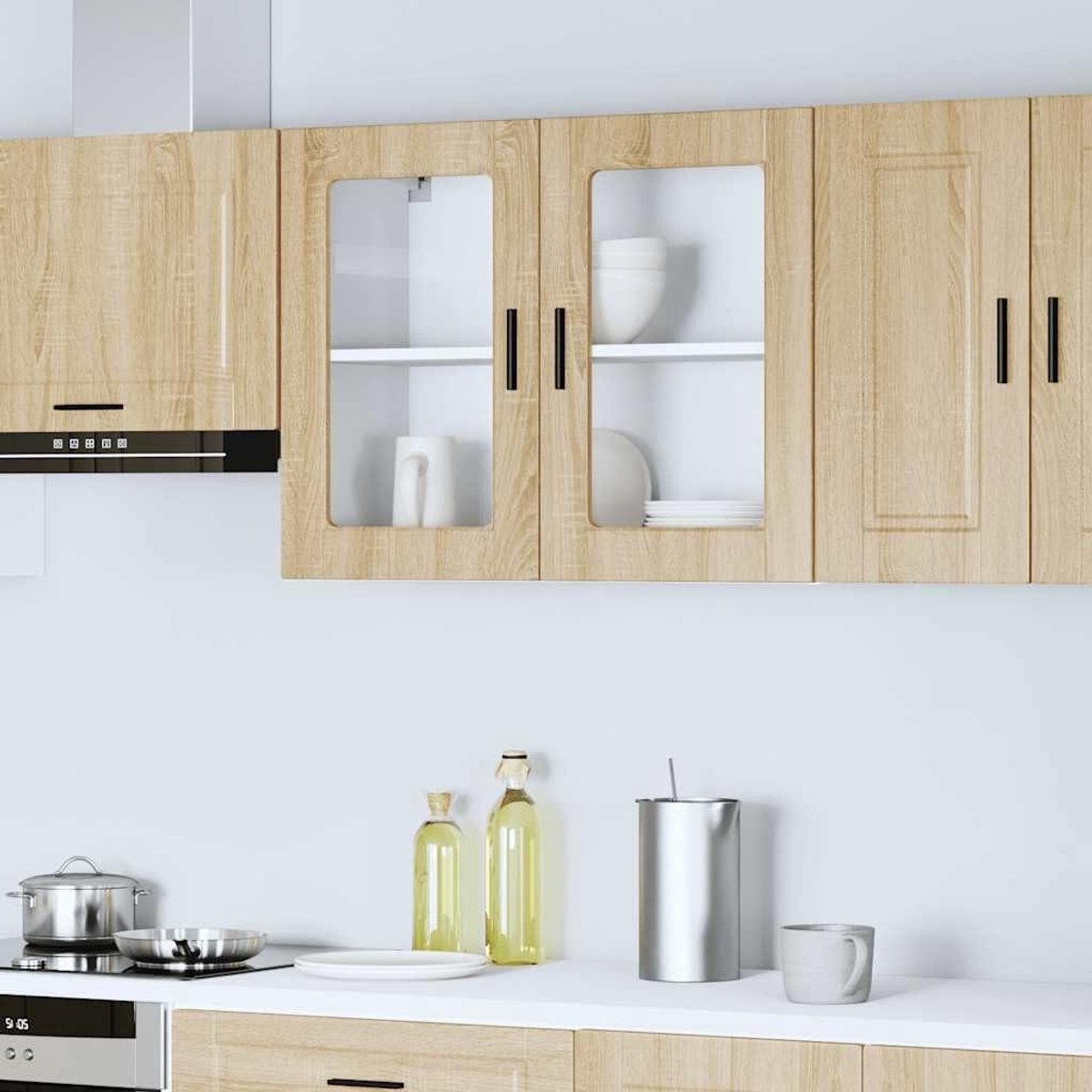 Keukenkast met glazen deur - Wandkast Keuken - Keuken organiseren - Ruimtebesparend - 80 x 31 x 60 cm