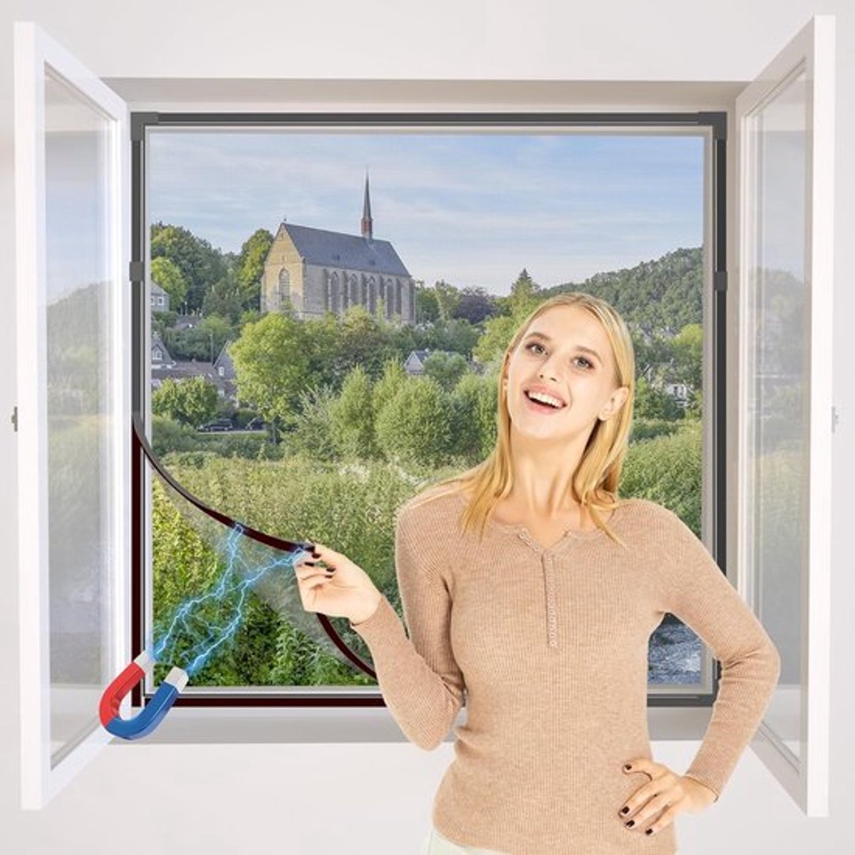 SnelShoppen - NeatiEase Verstelbare DIY Magnetische Raamdecoratie, Max 150 x 180 cm, Geschikt voor Elke Maat, Verschillende Frames en Gaas Beschikbaar