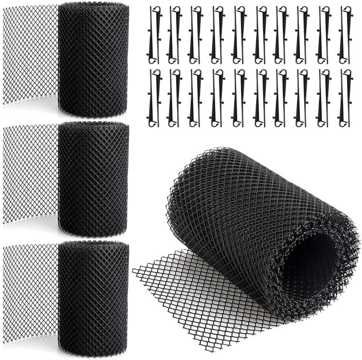 Dakgootbeschermers Set - Regengootbescherming Bladvanger - Verstopping Voorkomen - Zelf te Knippen - 20 Meter - Zwart